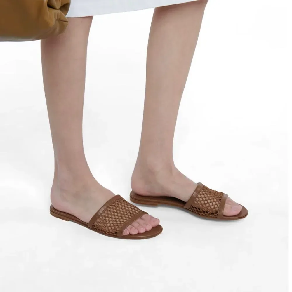 Gianvito Rossi Jamaica Mesh & Leather Slides size 38